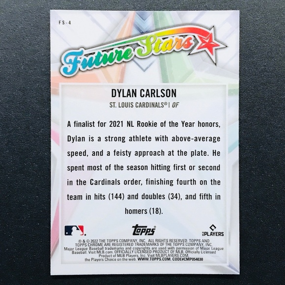 Dylan Carlson - 2022 Topps Chrome Future Stars #FS-4 - Picture 2 of 2
